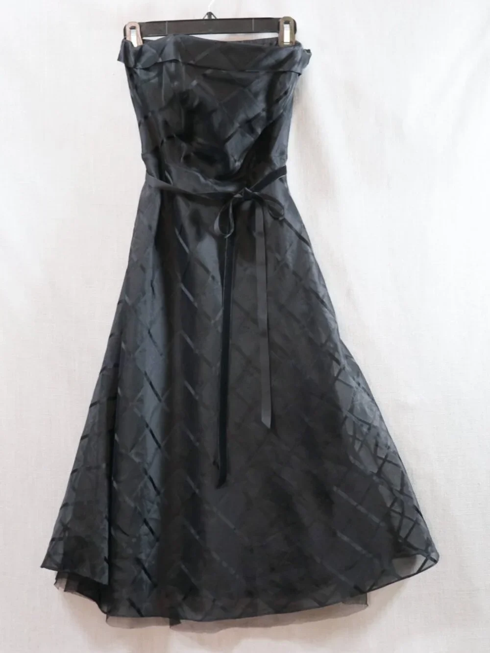 VTG Express Silk Cocktail Dress 7/8* 5/6 50s Style Strapless Black Goth Fairy - Picture 9 of 14